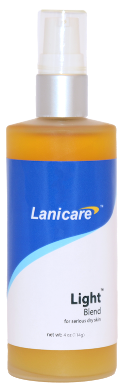 Lanicare light blend glass bottle (4oz 114g) with a transparent background.